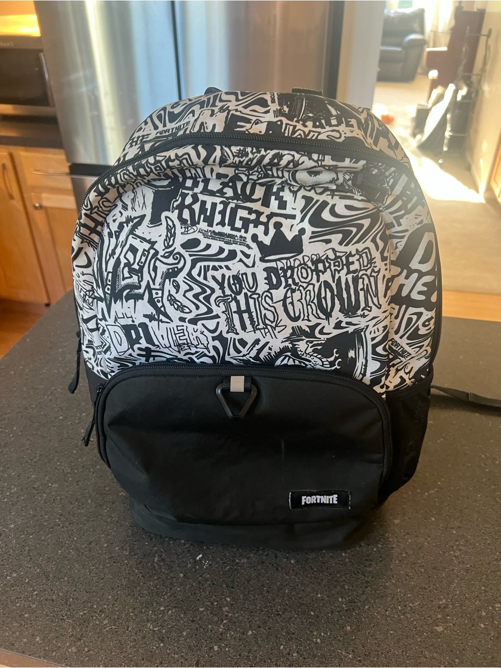 Fortnite Boys Black & White Graphic Backpack